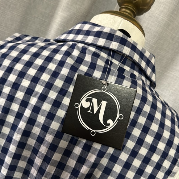 NWT Summer Vibes Dress-S-Cotton-Blue & White Gingham Print-Elastic Waist-Buttons - Picture 10 of 14